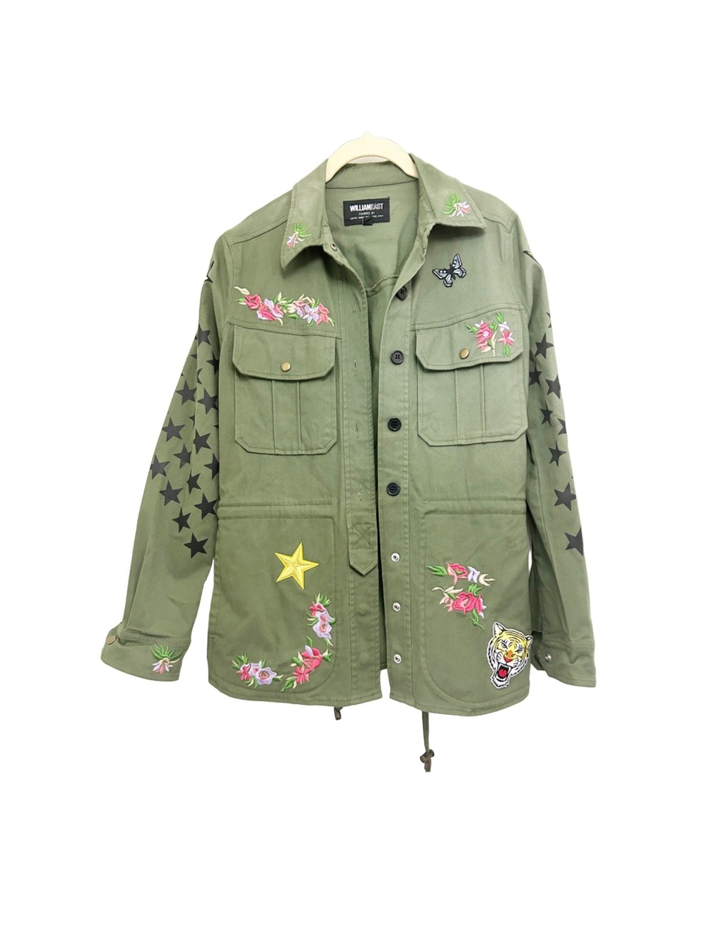 NWT William Rast Emboidered Army Green Jacket XS $159